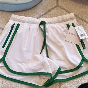 Beyond Yoga Women's Athletic Shorts in White and Green